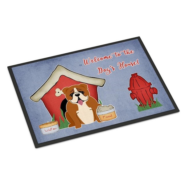 Carolines Treasures Dog House Collection English Bulldog Red White Indoor or Outdoor Mat, 18 x 0.25 x 27 in. BB2874MAT - main